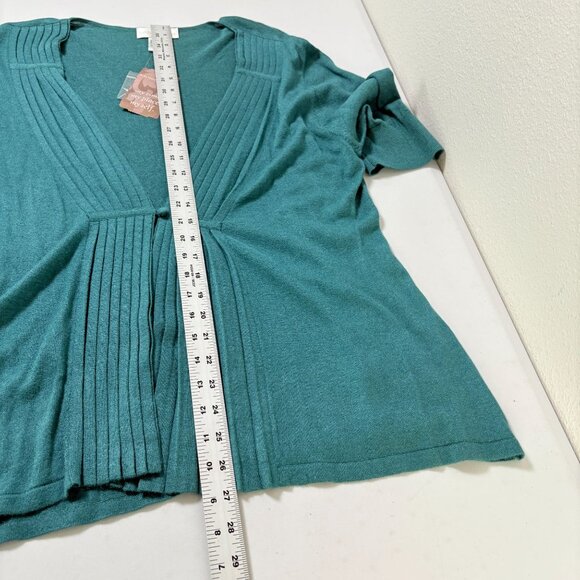 Soft Surroundings Accordion Pleat Cardigan Size XL Teal Green V Neck Silk NWT - Picture 10 of 10